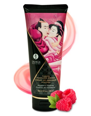 Jadalny krem do masażu o smaku malinowym Shunga Kissable Massage Cream Raspberry Feeling 200 ml