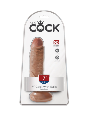 Dildo King Cock with Balls Pipedream 7 Tan