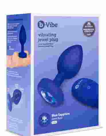 B-VIBE VIBRATING JEWEL PLUG L/XL NAVY