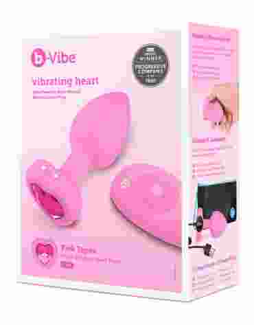 VIBRATING HEART SHAPE JEWEL PLUG SM PINK