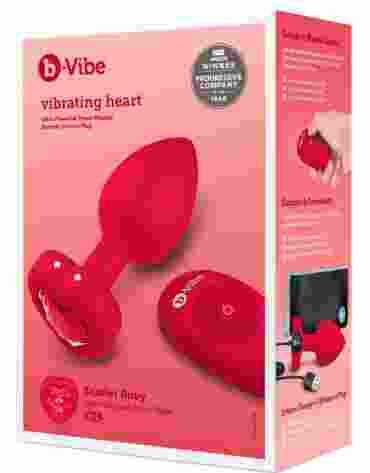 VIBRATING HEART SHAPE JEWEL PLUG ML RED