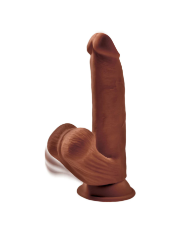 King Cock Dildo Plus 8" Triple Density Cock With Swinging Balls Brown